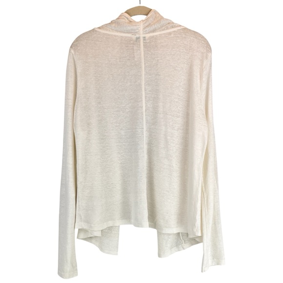 Sundance 100% Linen Open Front Long Sleeve Cardigan Ivory Coastal Lagenlook S/M - Picture 2 of 10